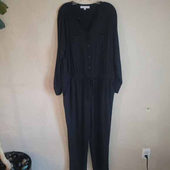 Adyson Parker Black Button-Down Long Sleeve Jumpsuit  2X - Picture 1 of 6